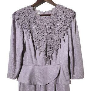 VTG Cloak Of Many Colors 100% Silk Dress Size 10 Gray Victorian Womens